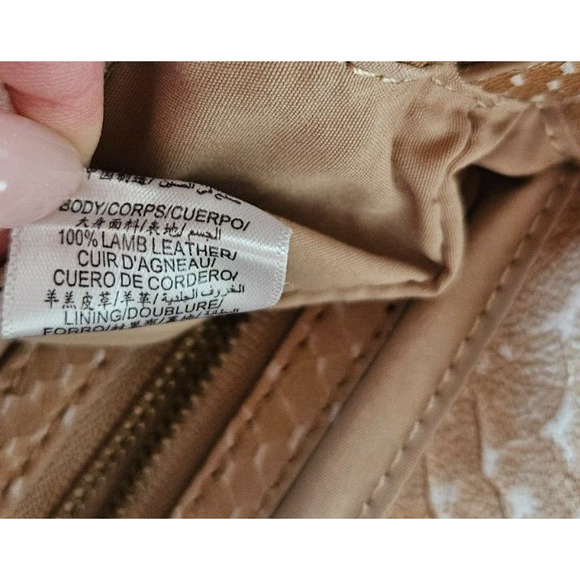 Herve Leger Womens Quilted Bag Tan Gold Snake Chain Strap Handbag Lamb Leather - Picture 10 of 16